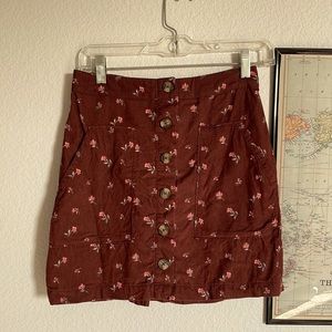 AE High Waisted Floral Button Front Mini Skirt